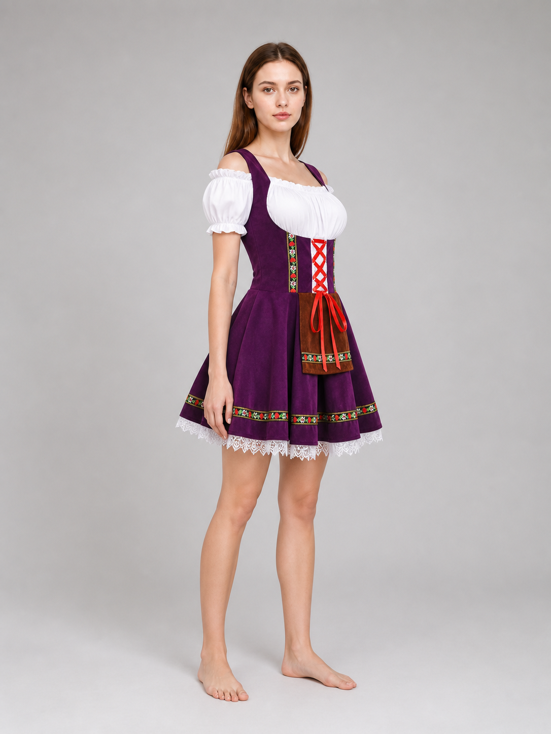 Historical costume dress with folk ribbons