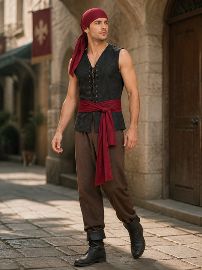 Medieval Renaissance Lace-Up Vest for Cosplay side view