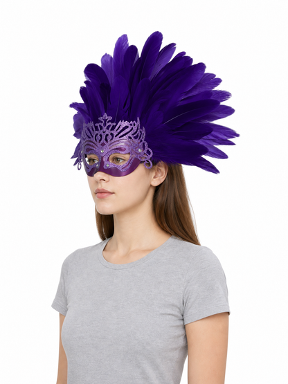 Carnival Mask with Purple Feathers