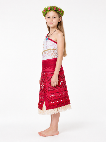 Costume Dress with Ethnic Pattern and Fringe side view