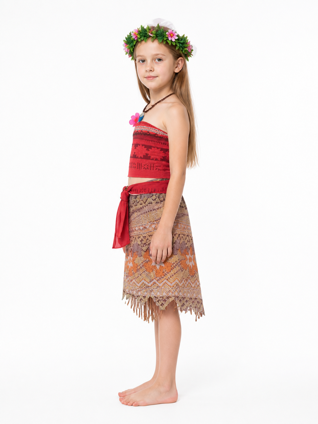 Moana Carnival Costume with Skirt and Accessories side view