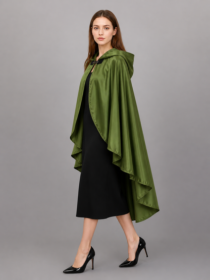 Long Green Hooded Carnival Cloak