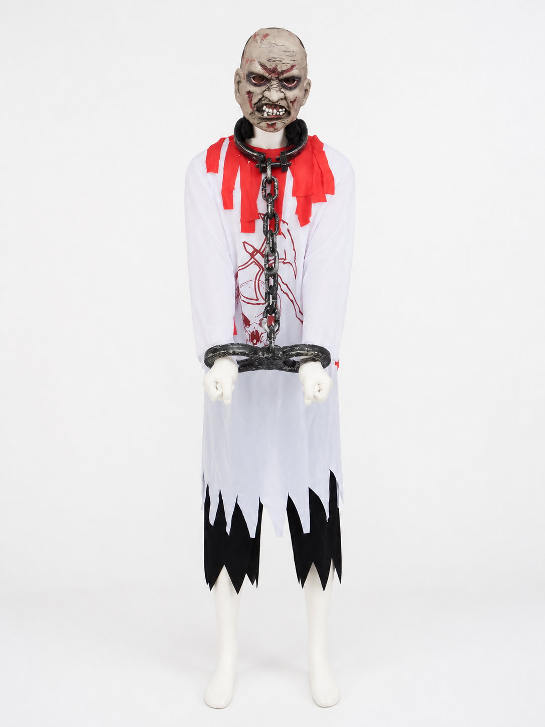 Long Zombie Costume with Chain and Blood Effect side view