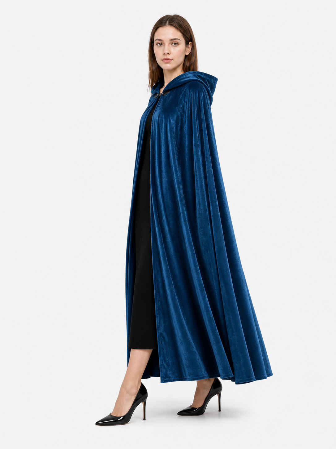 Blue Medieval Hooded Costume Cloak
