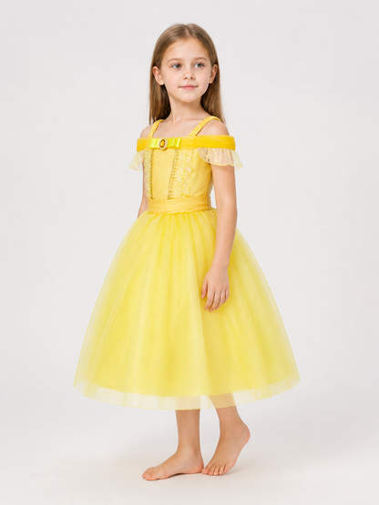 Yellow Princess Costume Dress for Halloween and Cosplay side view