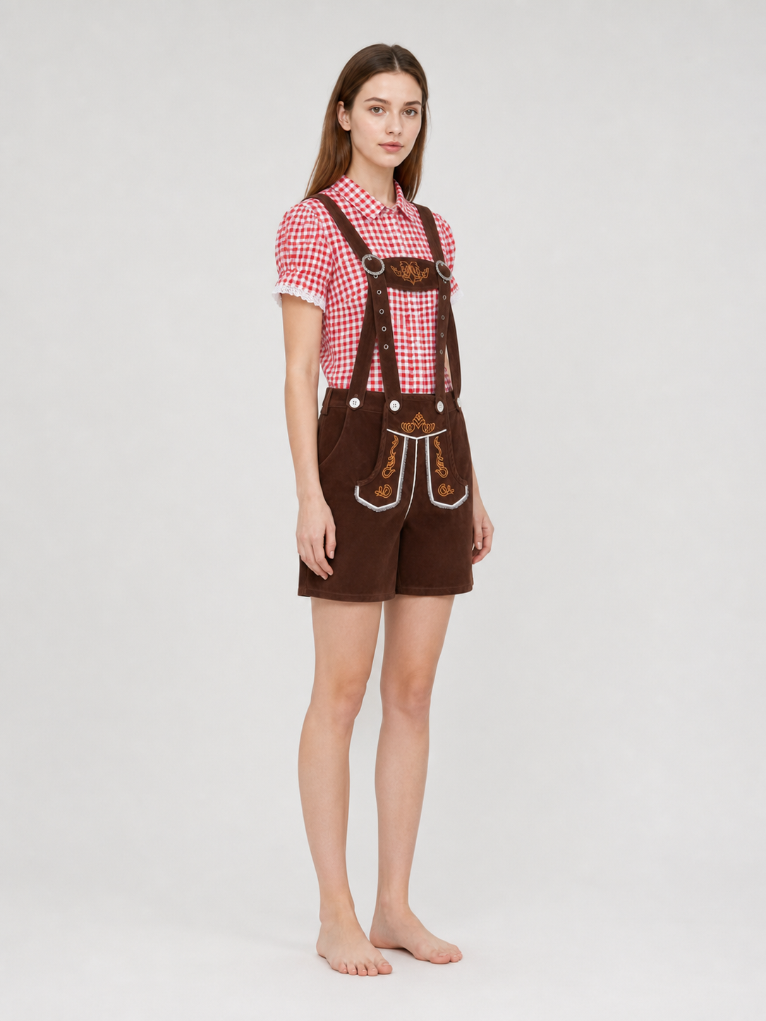 Folk-Style Costume: Plaid Shirt and Shorts