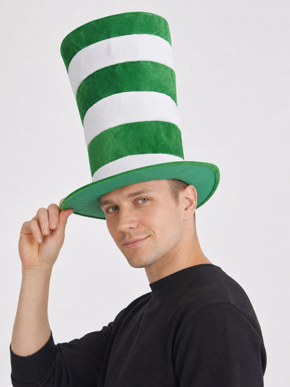 Carnival Top Hat in Green and White Stripes