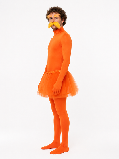 Orange Carnival Costume with Hood and Beard side view