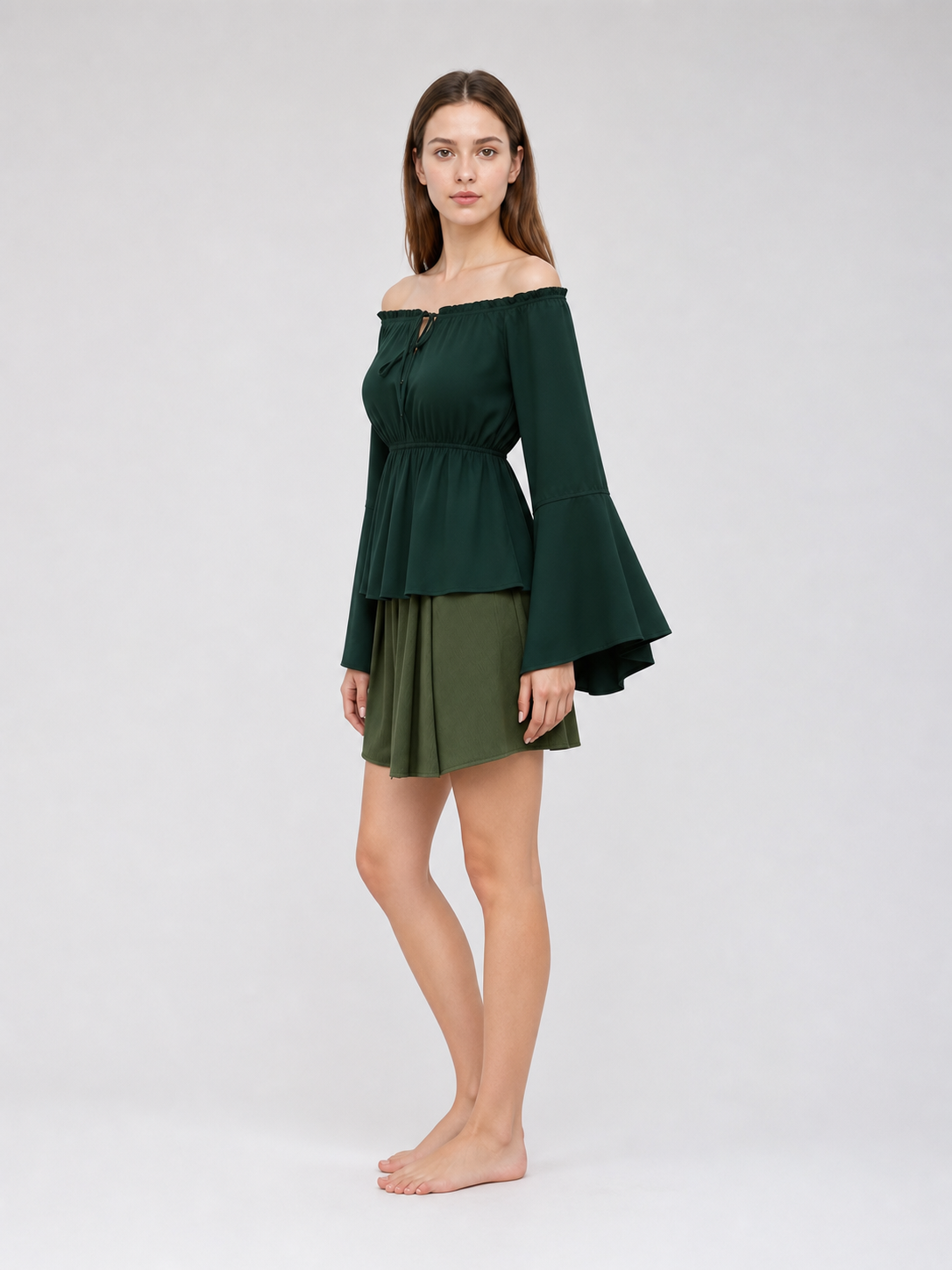Off-the-Shoulder Blouse with Long Sleeves