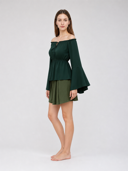 Off-the-Shoulder Blouse with Long Sleeves