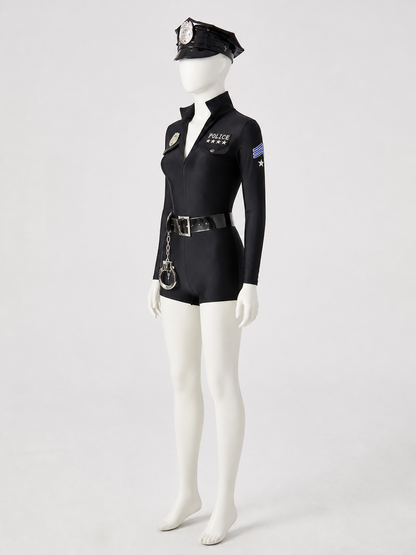 Police Costume, Romper with Shorts and Long Sleeves side view