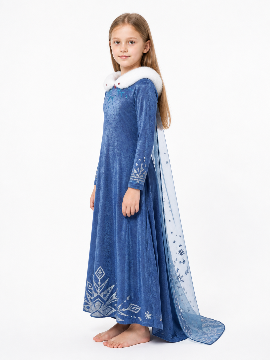 Children’s Snow Queen Dress Costume with Sequins side view