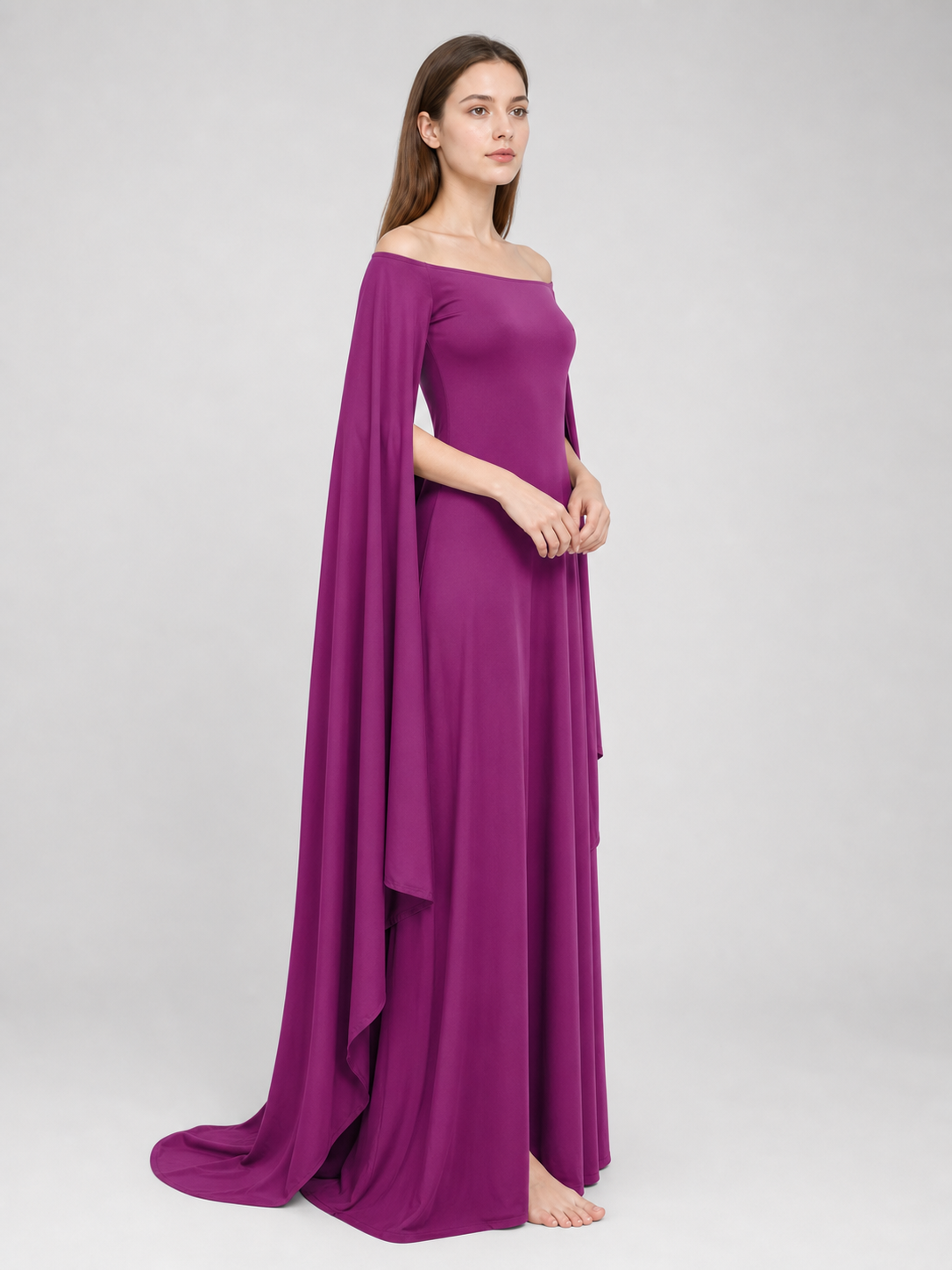 Purple Fantasy Dress with Long Sleeves