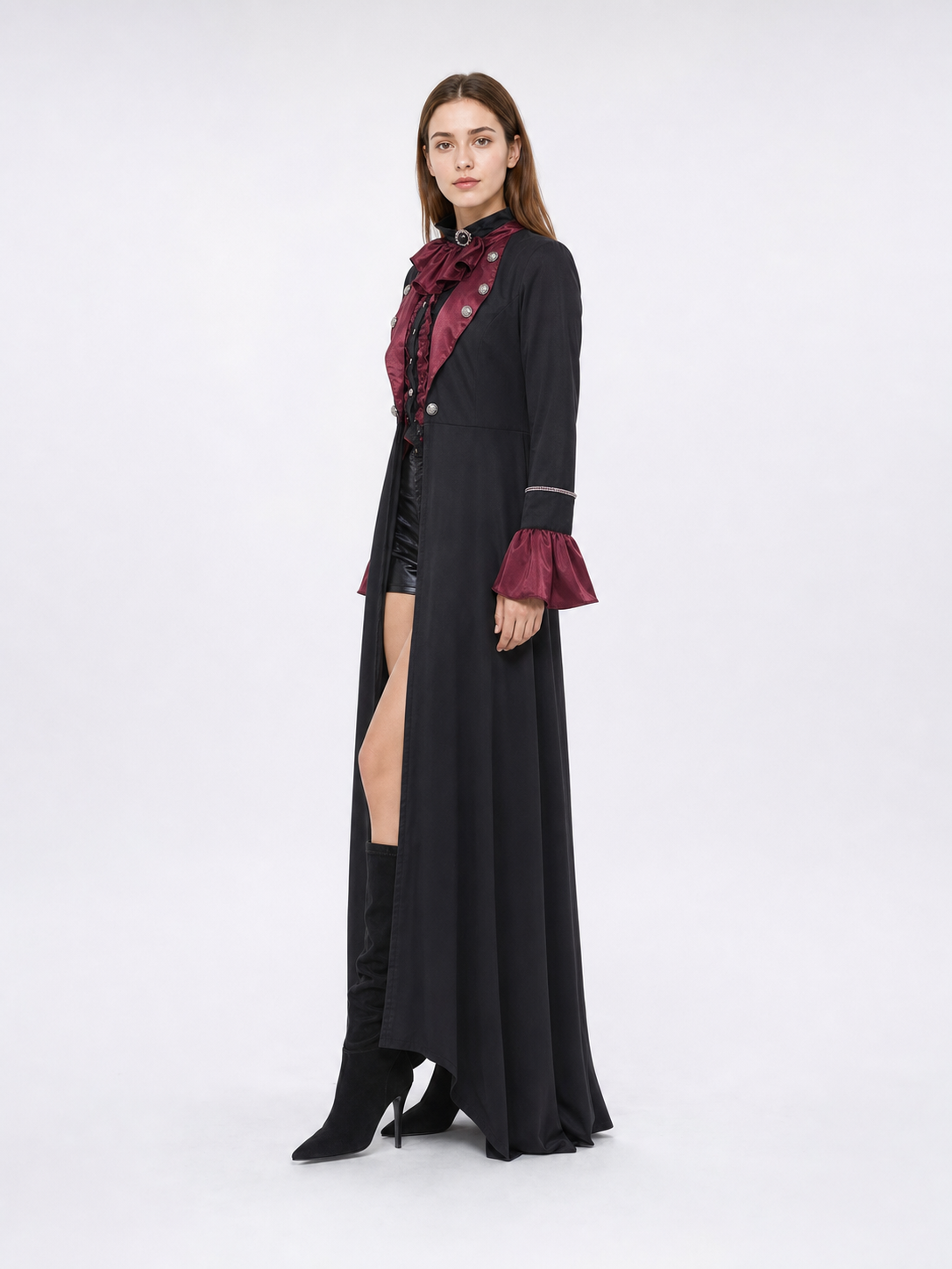 Gothic Vampire Costume with Top Hat for Halloween