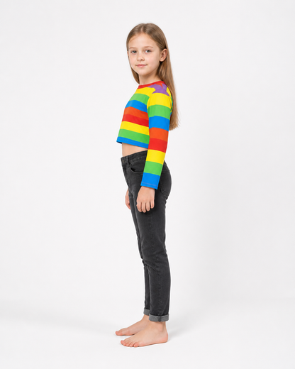 Children's long-sleeve shirt with colorful stripes from Inside Out 2 side view