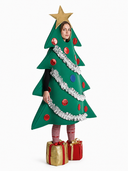 New Year's inflatable Christmas tree costume with gifts side view