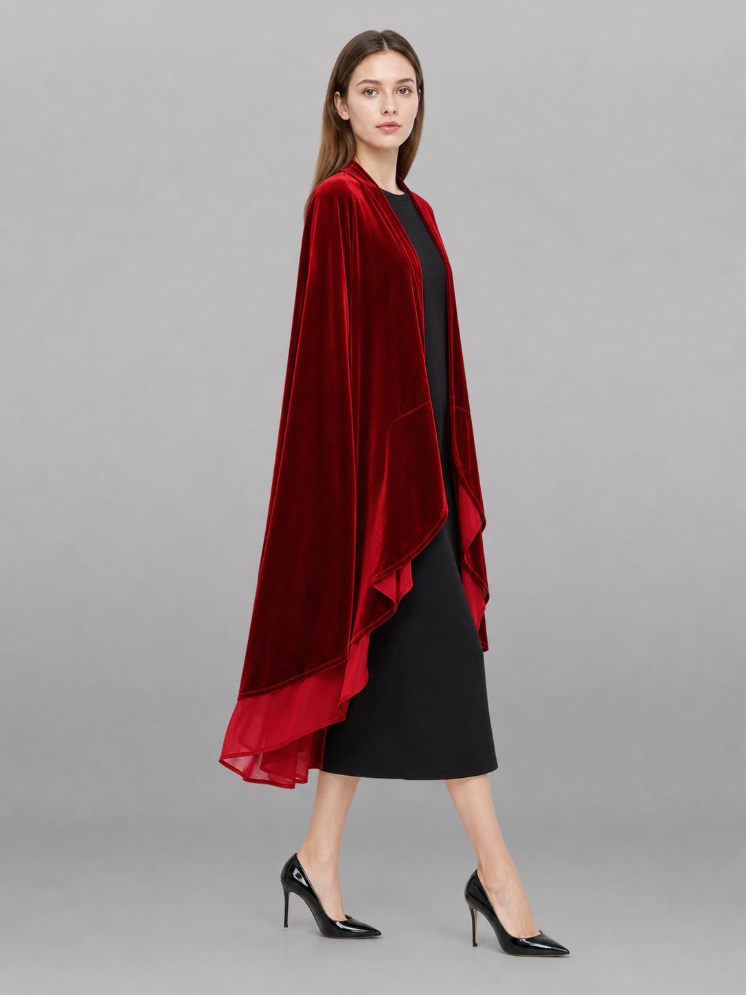 Red carnival cape with long sleeves