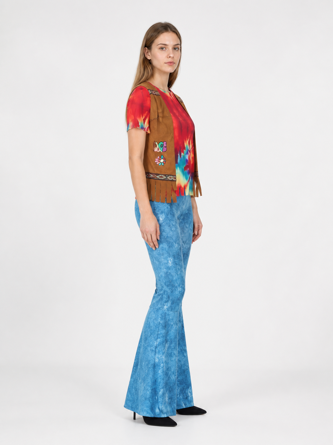 Retro Stage Costume with Fringe and Flared Pants side view