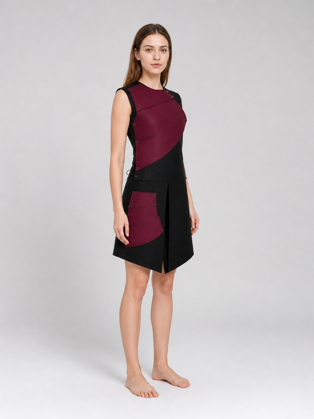 Sleeveless Jumpsuit with Asymmetrical Panels