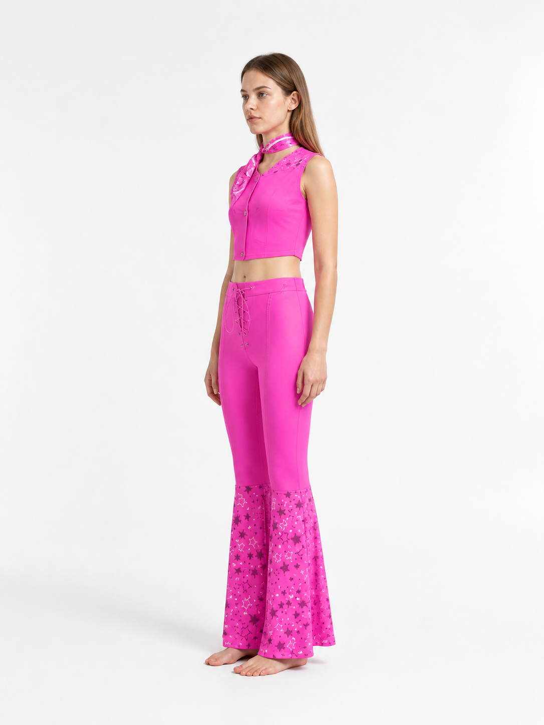 Barbie Cosplay Costume: Top and Flared Pants side view