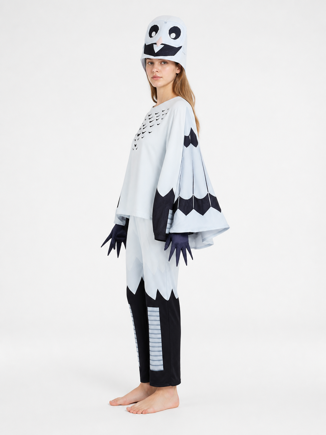 Owl Costume with Hood, Gloves, and Pants side view