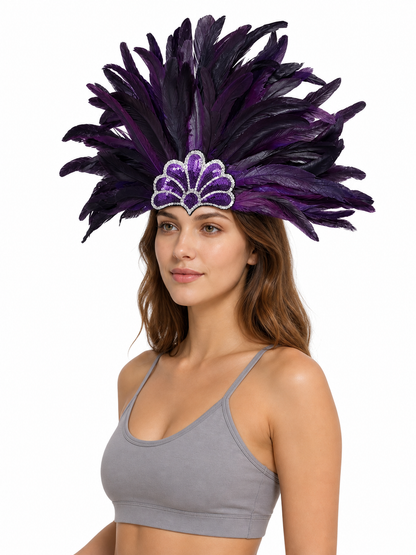 Carnival headpiece with feathers and sequins