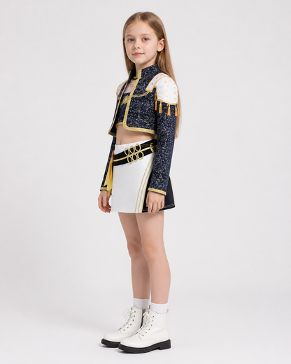 Black-and-Gold Demon Hunter Costume for Girls side view