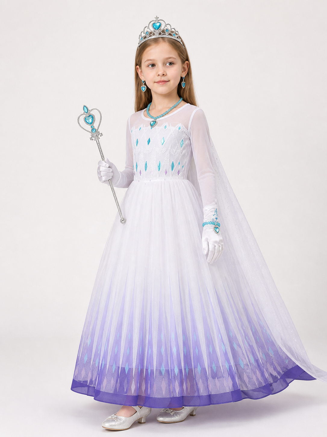 Blue Carnival Dress Costume for Halloween and Cosplay side view