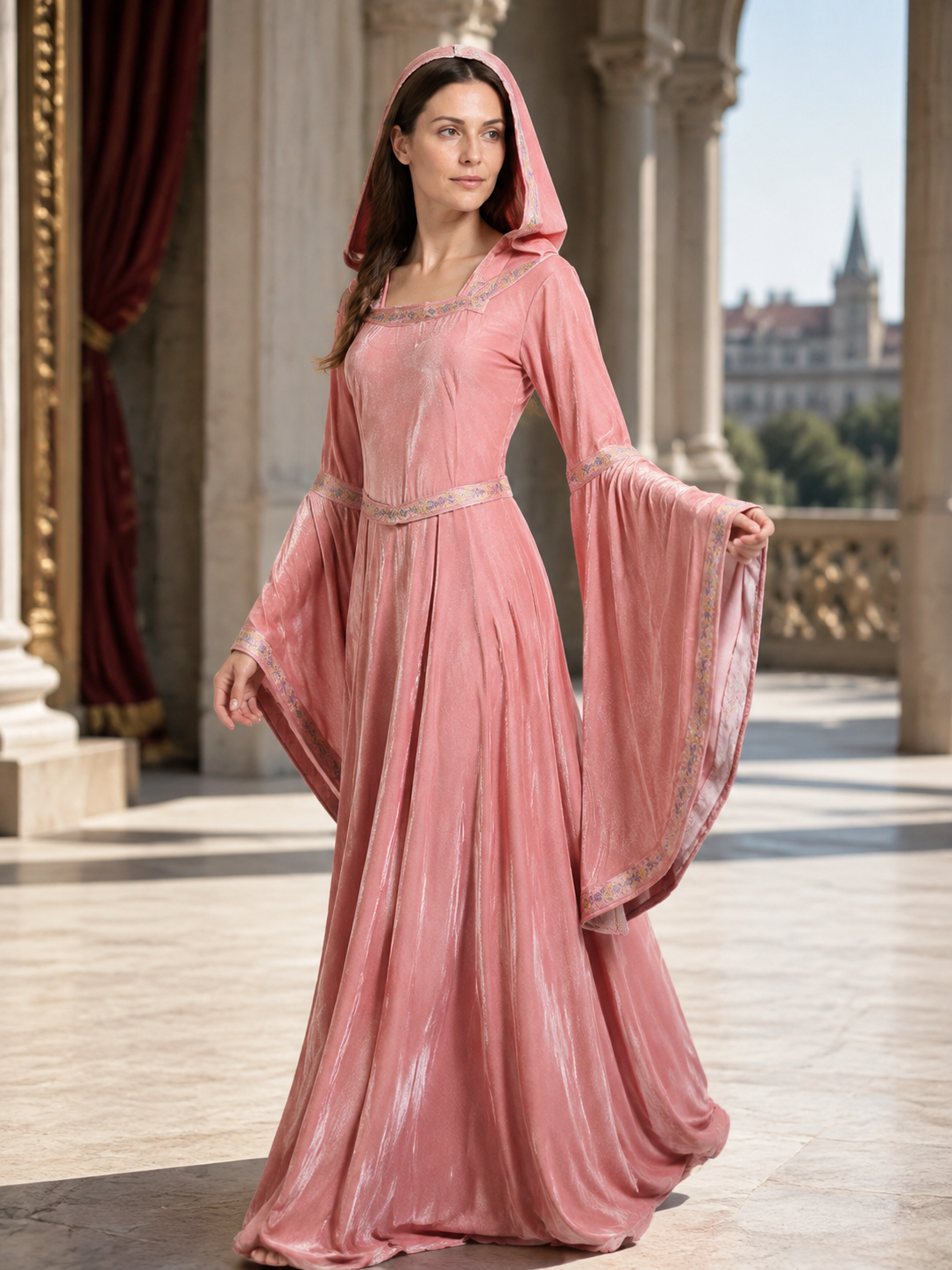 Hooded Medieval Princess Dress for Halloween side view