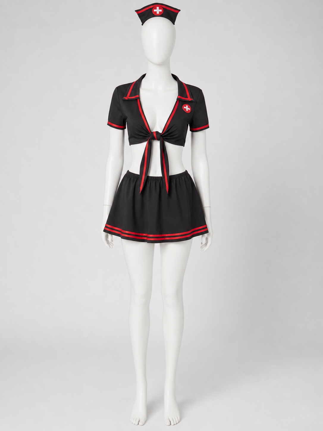 Black Medical Staff Costume with Red Trim side view
