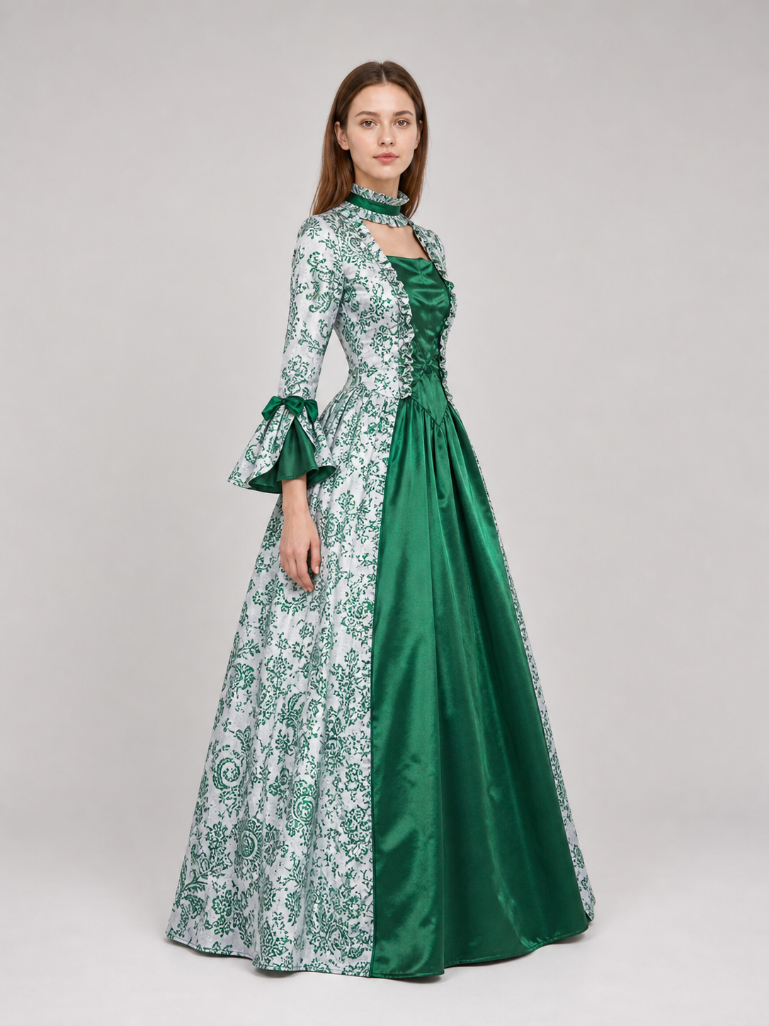 Long Evening Dress with Flared Sleeves