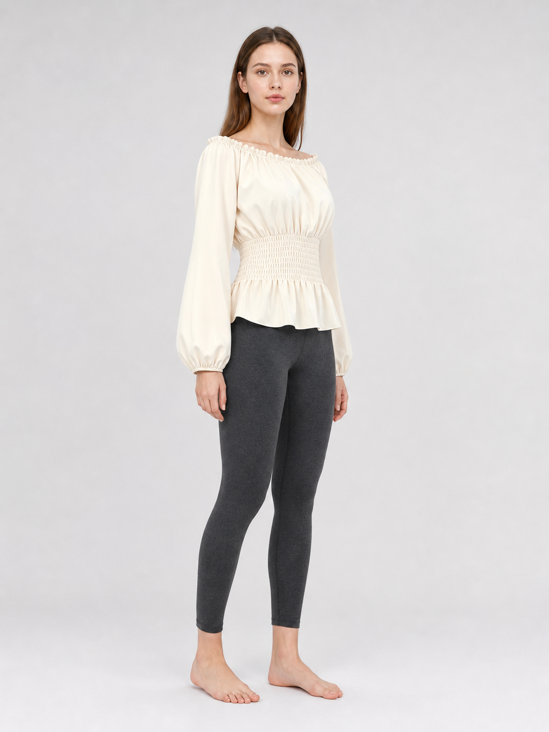 Off-the-Shoulder Blouse with Puff Sleeves