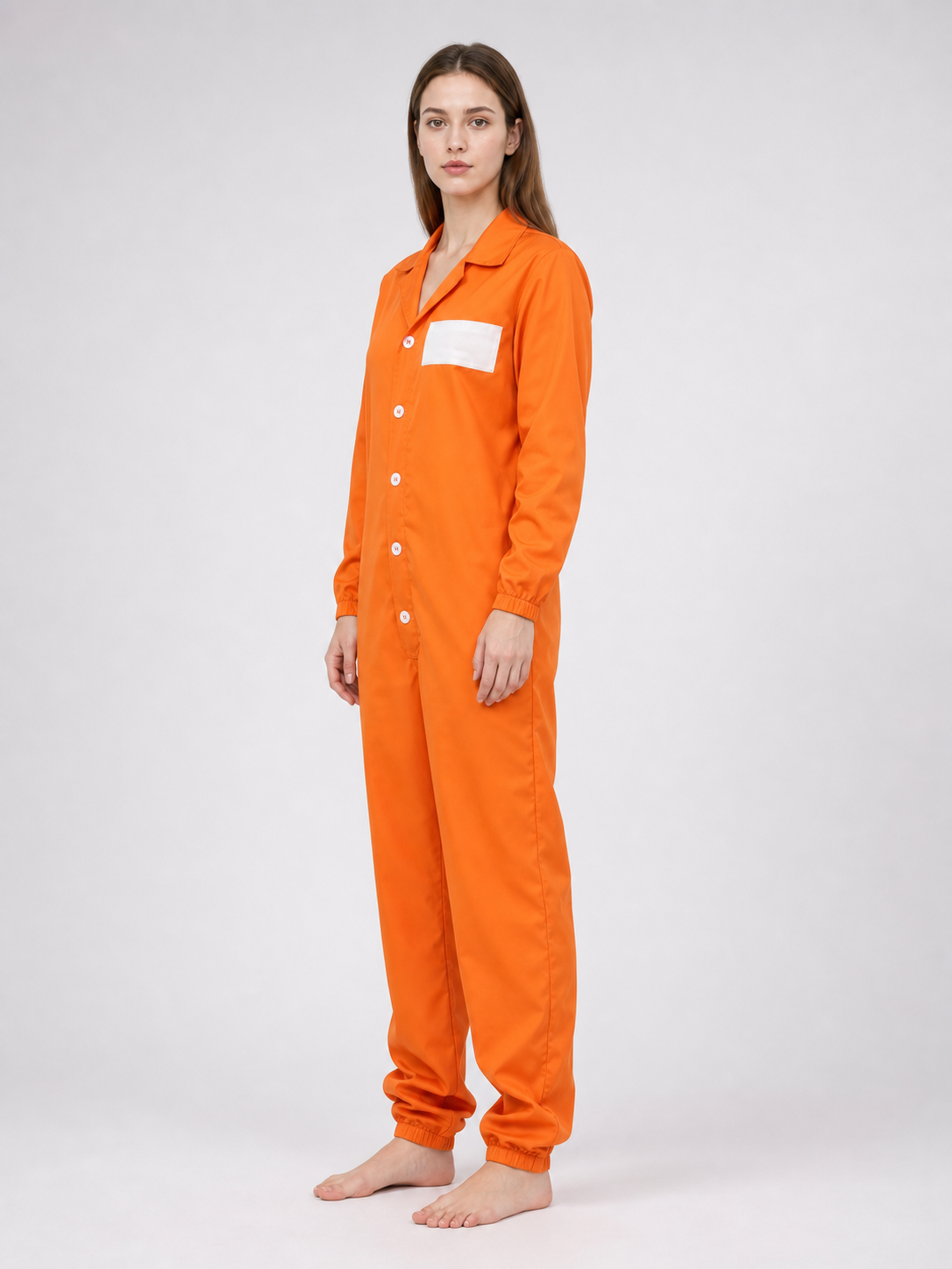 Orange long-sleeve jumpsuit with chest patch product view 26
