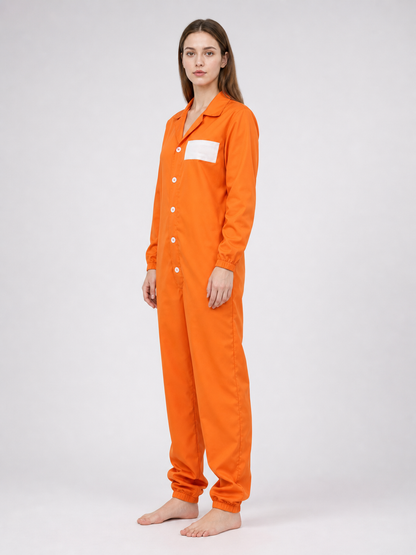 Orange long-sleeve jumpsuit with chest patch product view 26
