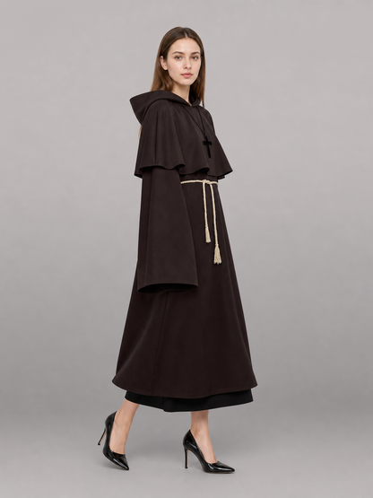 Dark Brown Hooded Carnival Cloak