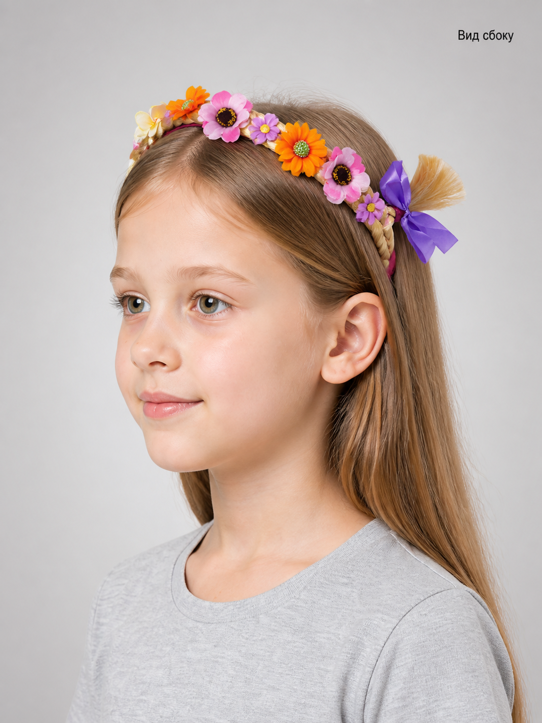Halloween Carnival Headband with Flowers and Crown side view