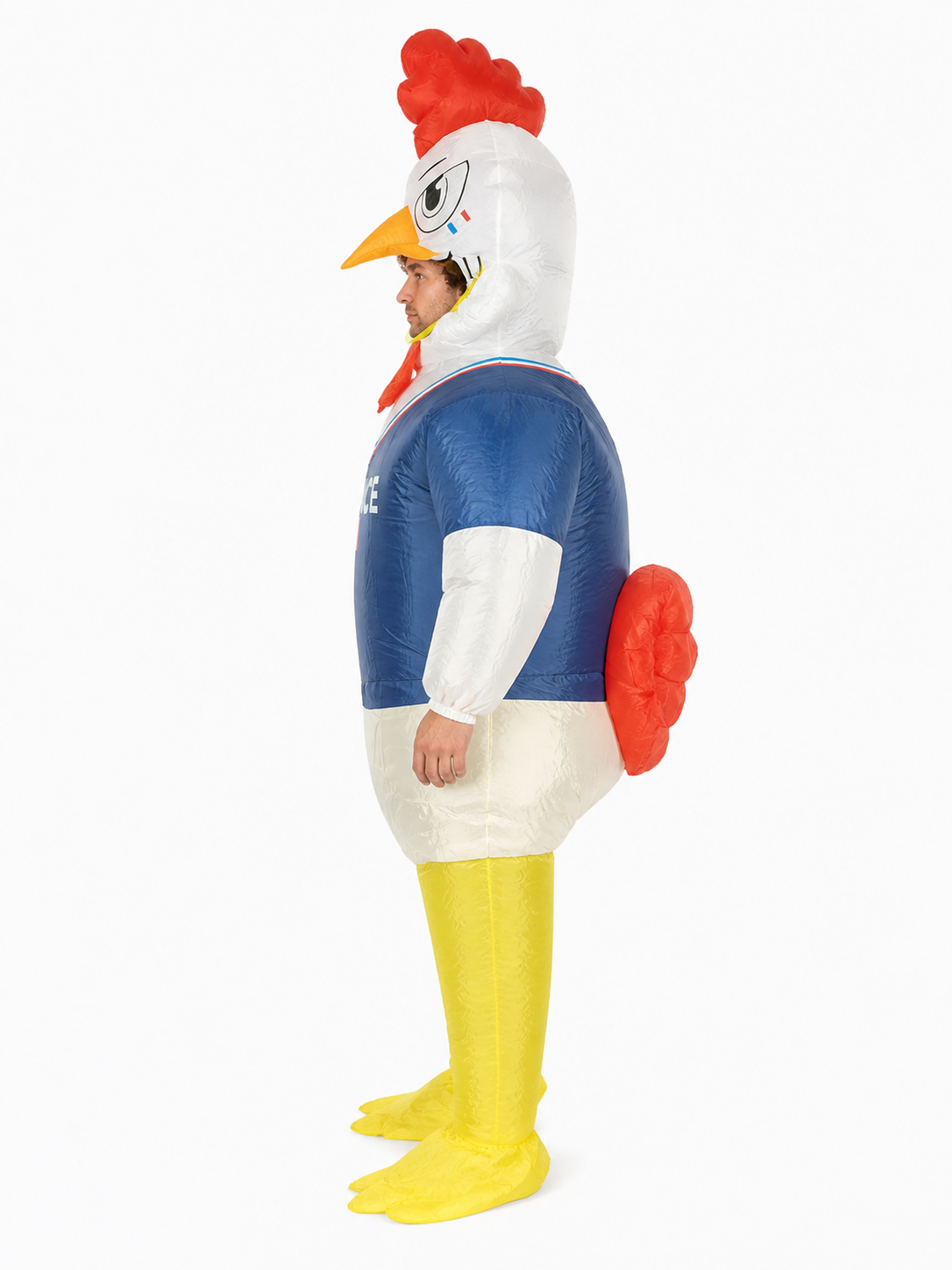Inflatable Bird Character Costume with “France” Text side view