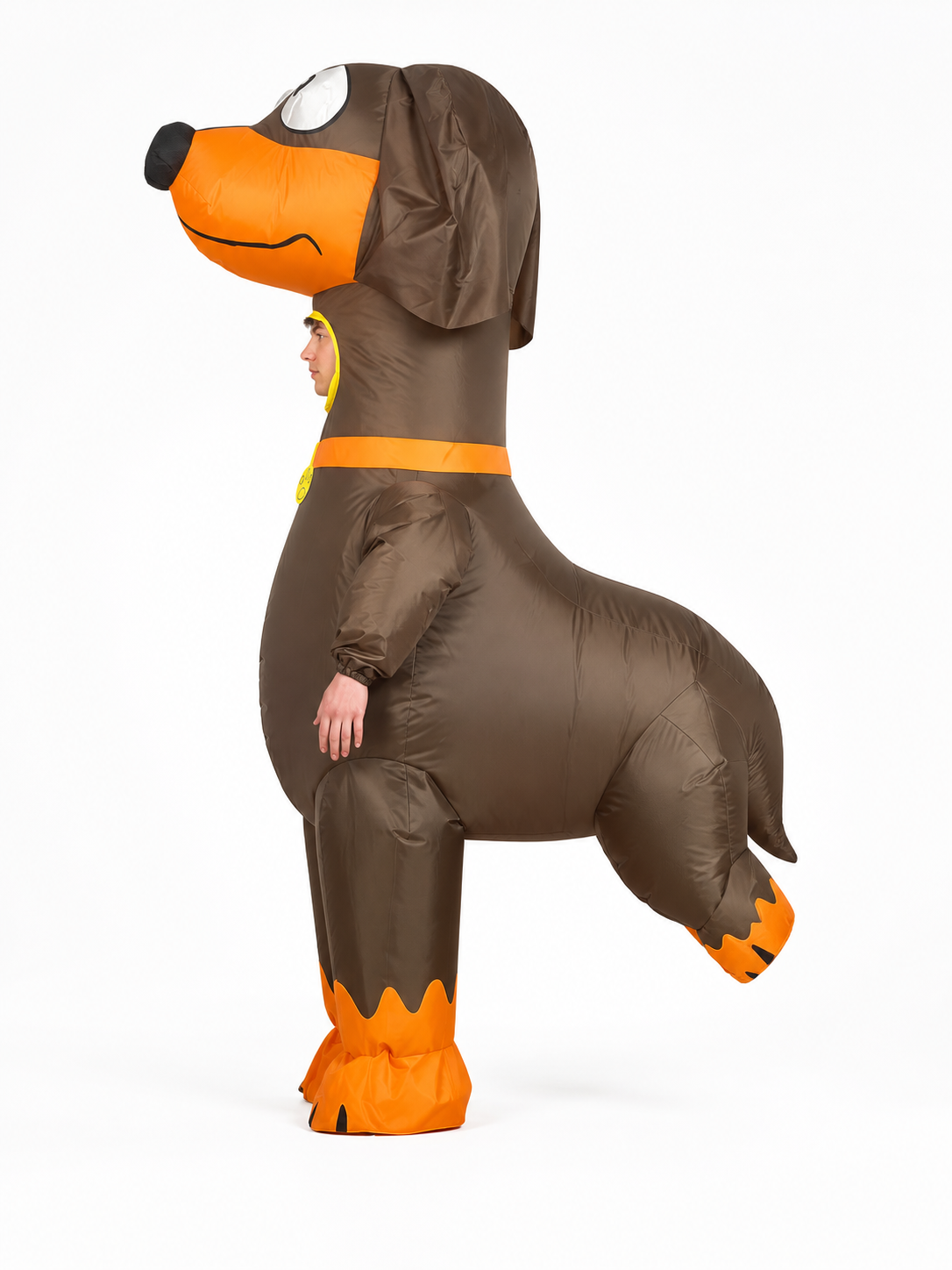 Inflatable Dachshund Costume with Tail and Paws for Parties side view