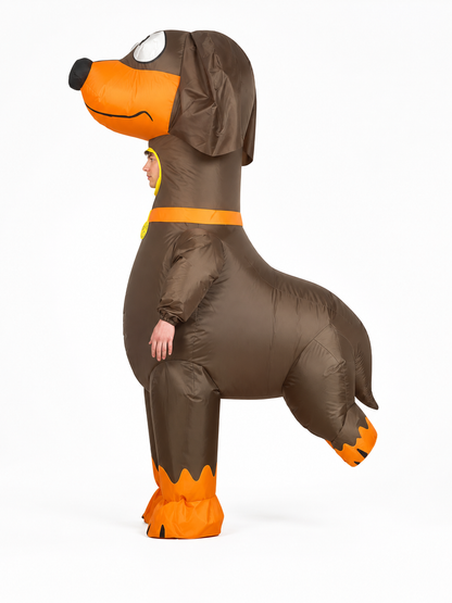 Inflatable Dachshund Costume with Tail and Paws for Parties side view