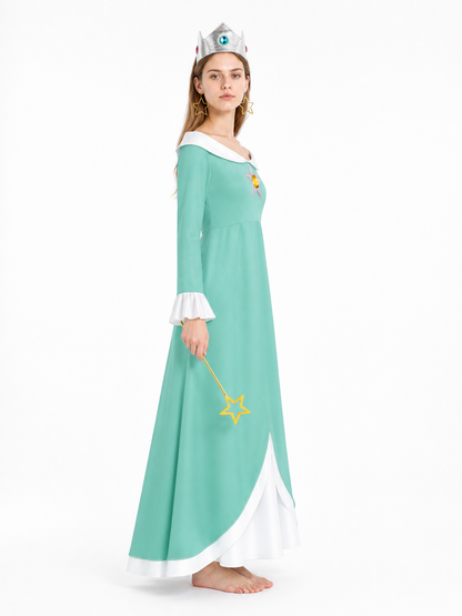 Costume Dress with Crown, Earrings, and Wand side view
