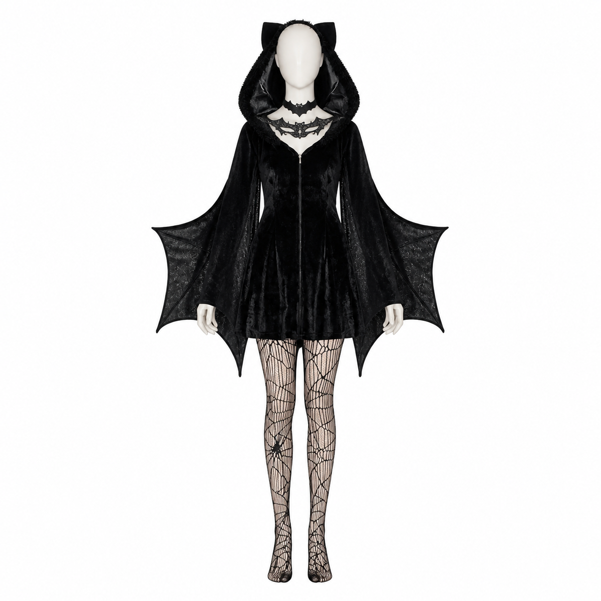 Halloween Bat Costume with Wings and Hood side view