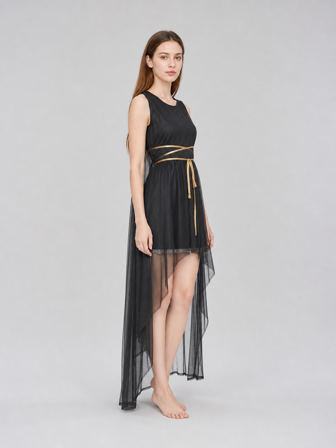 Greek-Style Costume with Black Dress and Gold Belt
