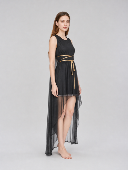 Greek-Style Costume with Black Dress and Gold Belt