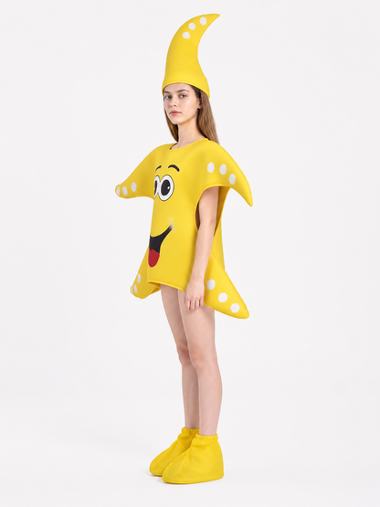 Yellow Starfish Costume with White Dots side view