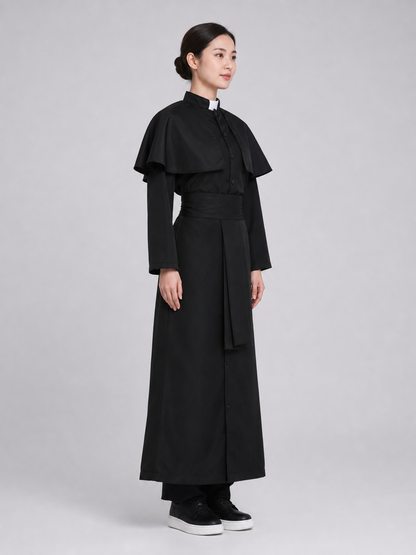 Black Religious Robe Costume for Role-Playing Games side view
