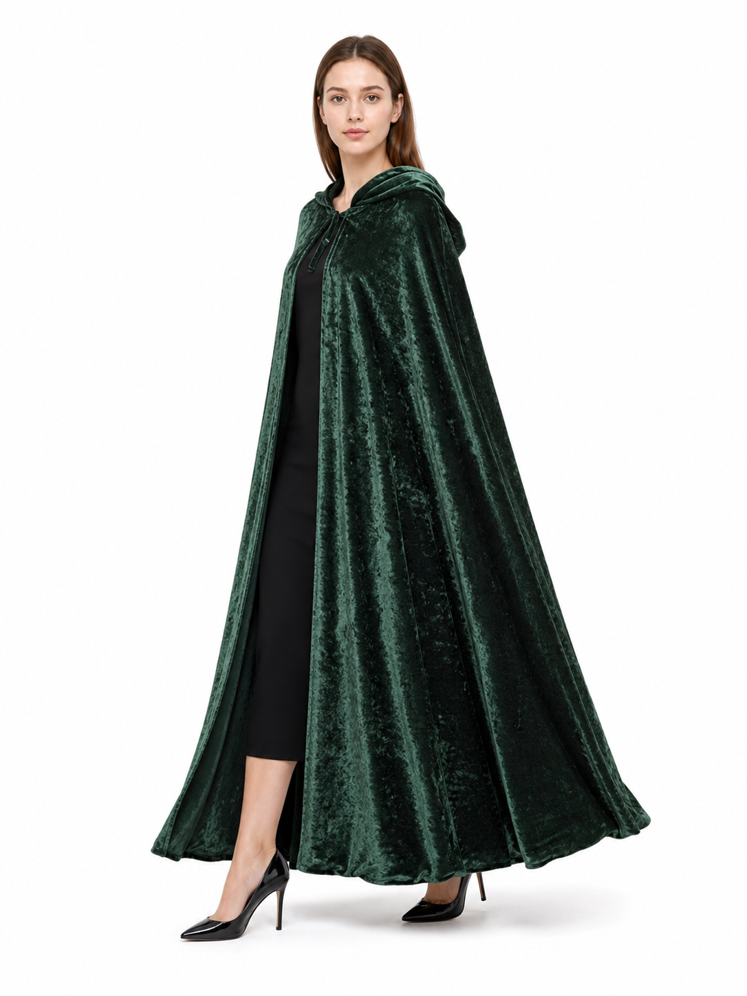 Hooded Dark Green Costume Cloak