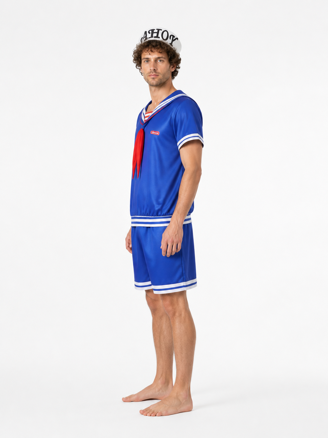 Sailor Costume with White Hat and Red Tie side view