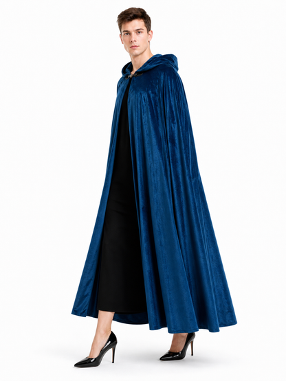 Blue Medieval Hooded Costume Cloak