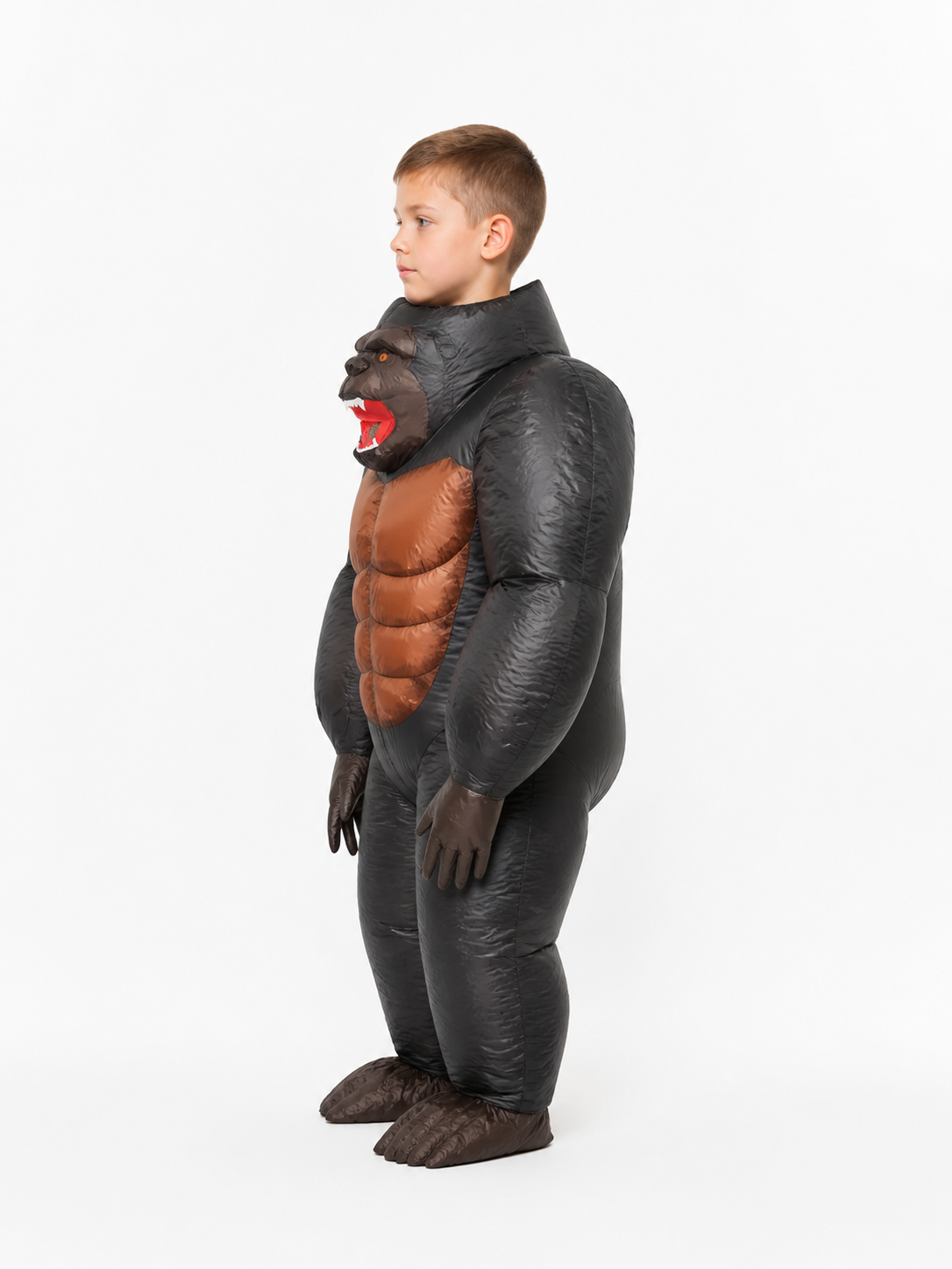 Inflatable One-Piece Gorilla Costume, Brown and Black side view