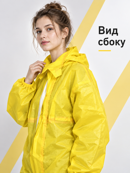 Yellow Protective Jumpsuit with Hood and Front Closure